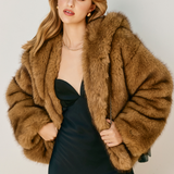 Faux Fur Jacket With Hoodie