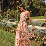 Tiered Floral Cutout Maxi Dress