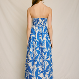 Strapless Printed Maxi Dress With Front Tie