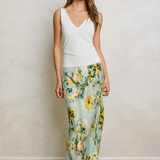 Satin Floral Midi Skirt