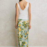 Satin Floral Midi Skirt