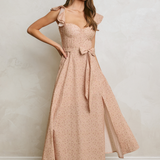 Floral Ruffle Sleeve Midi Dress