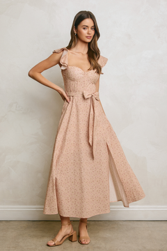 Floral Ruffle Sleeve Midi Dress