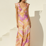 Printed Satin Maxi Dress