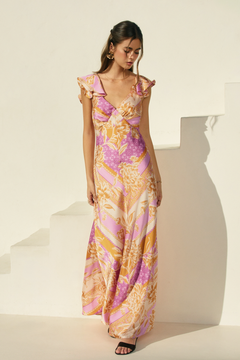 Printed Satin Maxi Dress