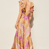 Printed Satin Maxi Dress