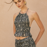 Printed Smocked Halter Top