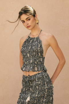 Printed Smocked Halter Top