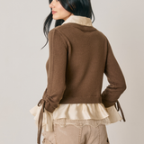 Collared Layered Sweater With Lace Bottom
