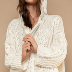 Chunky V Neck Hooded Sweater - cream, womens sweater collection