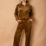 Velour Sweat Outfit - caramel, womens matching set collection