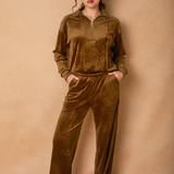 Velour Sweat Outfit - caramel, womens matching set collection