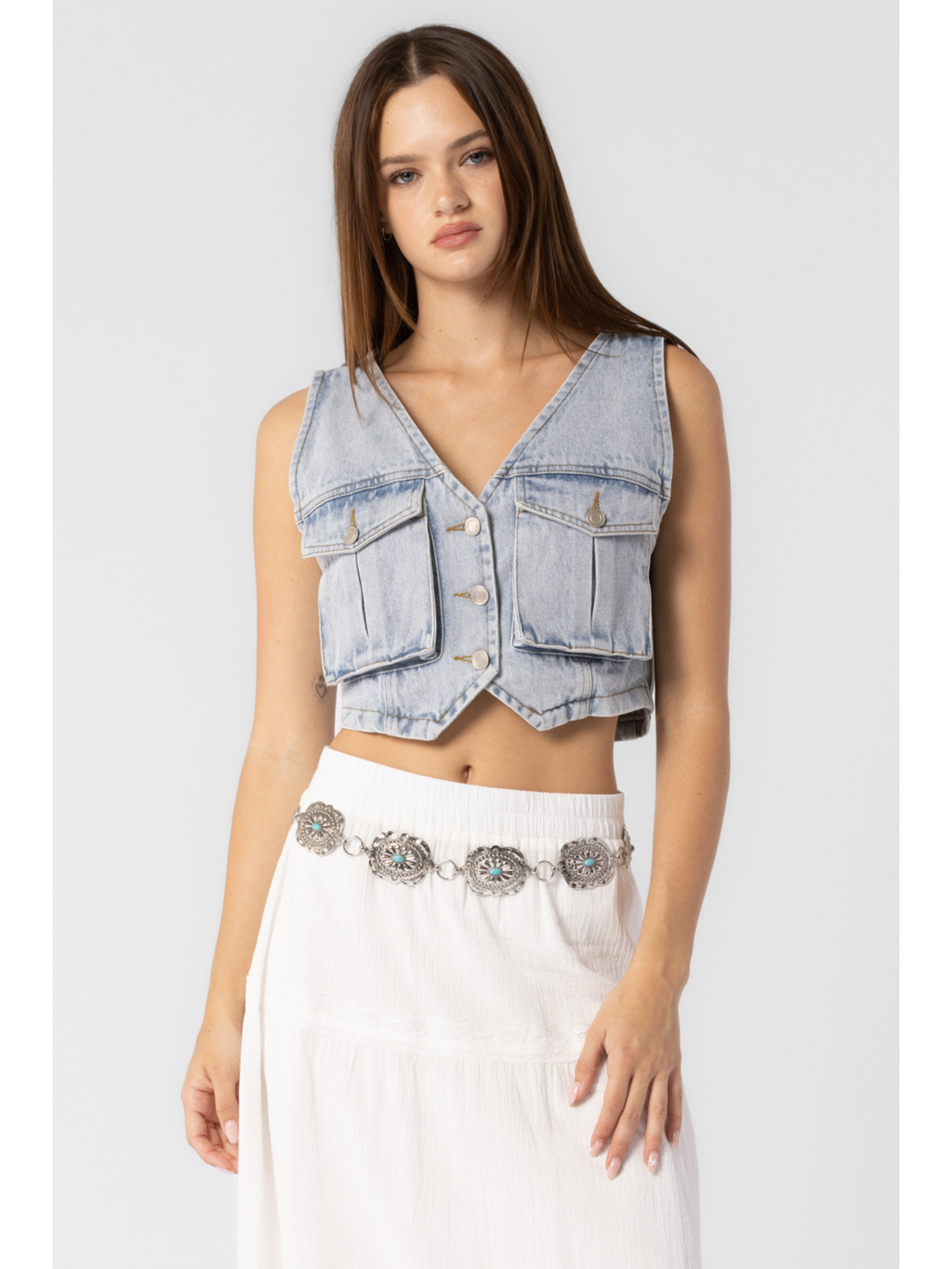 Cropped on sale jean vest