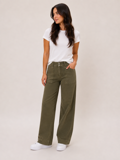 Mica - High Rise Double Waist Band Wide Leg Pant