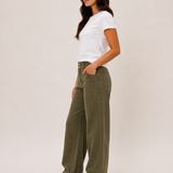 Mica - High Rise Double Waist Band Wide Leg Pant