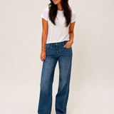 Mica- Mid Rise Studded Wide Leg