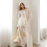 Textured Soft Lace Straight Leg