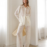 Textured Soft Lace Button Down Top