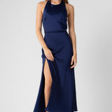 Satin Halter Maxi Dress